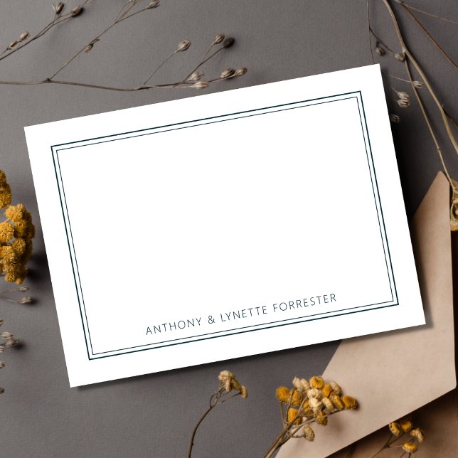 Classic Double Border Peacock Green Mitteilungskarte (Von Creator hochgeladen)