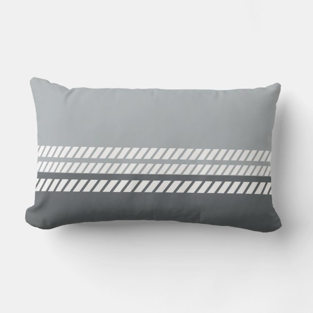 Classic Dove Grey & Dark Grey with Stripes  Lendenkissen (Vorderseite)