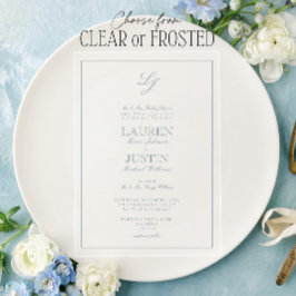 Classic Dusty Blue Calligraphy Monogram Wedding Acryleinladungen