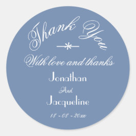 Classic Dusty Blue Danke Individuellen Namens Wedd Runder Aufkleber
