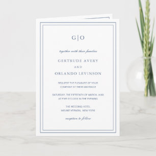 Classic Dusty Blue Elegante Wedding Einladung
