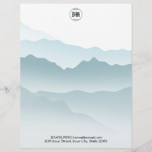 Classic Dusty Blue Rolling Mountains View Briefbogen