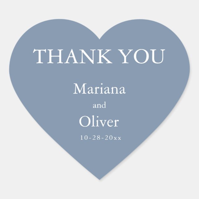Classic Dusty Blue Wedding Herz-Aufkleber (Vorderseite)