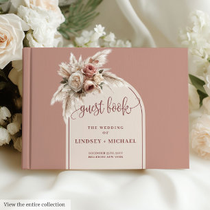 Classic Dusty Pink Pampas Grass Wedding Guest Book Gästebuch