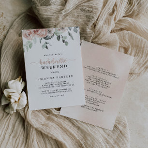Classic Dusty Pink Rose Bachelorette Wochenende Einladung