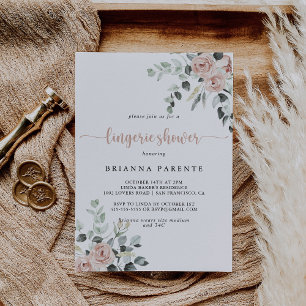 Classic Dusty Pink Rose Bridal Lingerie Dusche Einladung