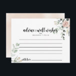 Classic Dusty Pink Rose Floral Wedding Advice Card Postkarte<br><div class="desc">Diese klassisch rosa Rosa Blumenratte ist perfekt für eine rustikale Hochzeit. Das Design zeichnet sich durch elegante Aquarelltöne, rosa rosa Rosen und grünes Blattwerk aus, das sich perfekt in wunderschöne Bouquets zusammensetzt. Diese Karten sind ideal für Hochzeiten, Brautparty, Babydusche, Graduiertenfest u.v.m. Personalisieren Sie die Karten mit den Namen der Braut...</div>