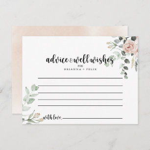 Classic Dusty Pink Rose Floral Wedding Advice Card Postkarte
