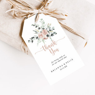 Classic Dusty Pink Rose Floral Wedding Vielen Dank Geschenkanhänger