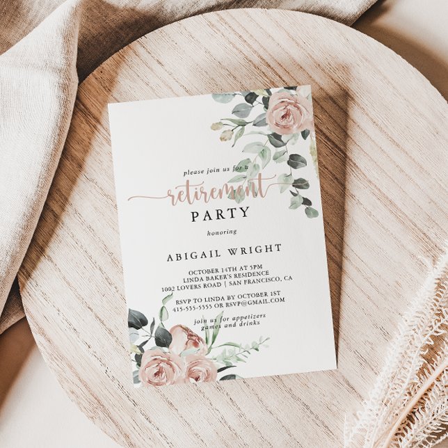 Classic Dusty Pink Rose Party für die Blumenversor Einladung (Von Creator hochgeladen)