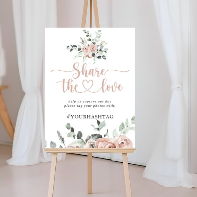 Classic Dusty Pink Rose Teilen Sie die Liebe Hasht Poster (Von Creator hochgeladen)