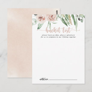 Classic Dusty Pink Rose Wedding Bucket List Cards Postkarte