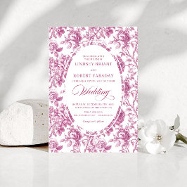 Classic Dusty Pink Toile Floral Wedding Invitation Einladung