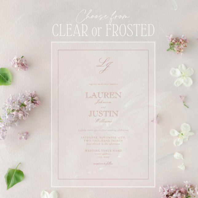 Classic Dusty Rose Calligraphy Monogram Wedding Acryleinladungen (Von Creator hochgeladen)