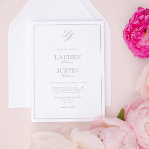Classic Dusty Rose Calligraphy Monogram Wedding Einladung