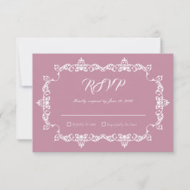 Classic Dusty Rose Pink Ornately Framed Wedding RSVP Karte