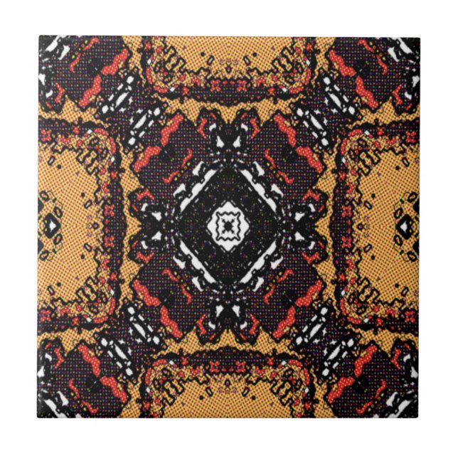 Classic Earth Tone Golden Browns Old World Pattern Fliese (Vorderseite)