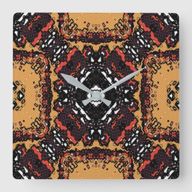 Classic Earth Tone Golden Browns Old World Pattern Quadratische Wanduhr (Vorderseite)