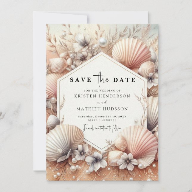 Classic Earthy Beach Wedding Save The Date (Vorderseite)