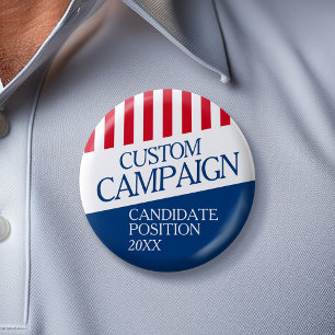 Classic Election Design - Red White Stripes Italic Button
