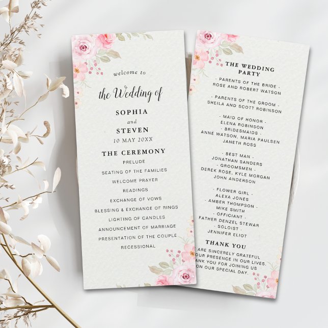 Classic Elegance: Blush Rose Wedding Programm (Von Creator hochgeladen)