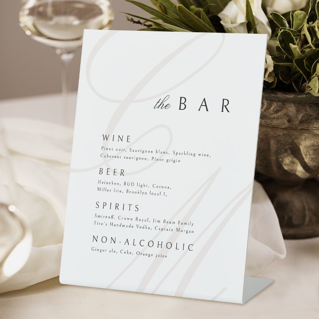 Classic Elegance Calligraphy Monogram Bar Menu Sockelschild (Classic Elegance Calligraphy Monogram Bar Menu Pedestal Sign)