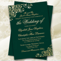 Classic Elegance Emerald Green Formal Wedding Gold