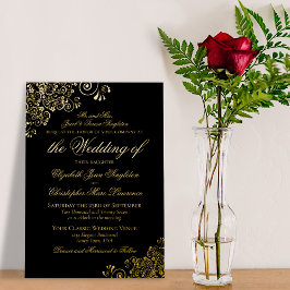 Classic Elegance Gold auf der Schwarzen Hochzeit Folieneinladung