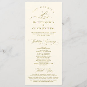 Classic Elegance Gold Script, Hochzeitsfeier Programm