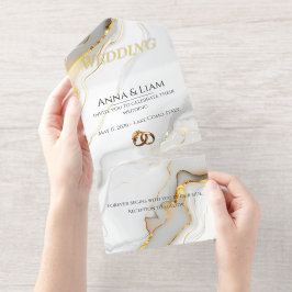 Classic Elegance Gold Wedding Invitation All-in-One-Einladung
