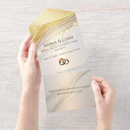 Classic Elegance Gold Wedding Invitation All-in-One-Einladung