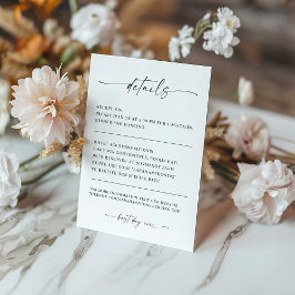 Classic Elegance Modern Minimal Wedding Details Einladung