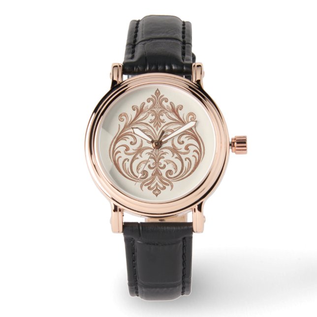 Classic Elegance Mosaik Rose Gold, Design Art Armbanduhr (Vorderseite)
