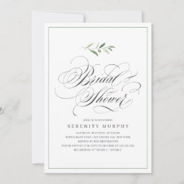 Classic Elegance Script Greenery Brautparty Einladung