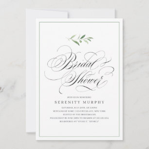 Classic Elegance Script Greenery Brautparty Einladung