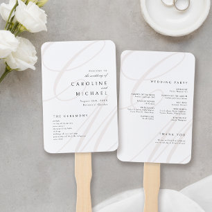 Classic Elegance Script Monogram Wedding Program Fächer