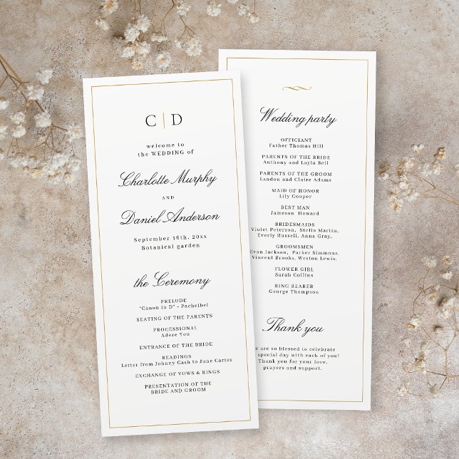 Classic Elegance Script Monogram Wedding Program Menükarte (Classic Elegance Script Monogram Wedding Program)