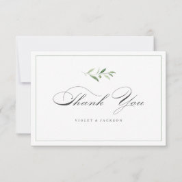 Classic Elegance Script Simple Greenery Vielen Dan Dankeskarte