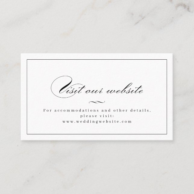 Classic Elegance Script Website Insert Card Platzkarte (Vorderseite)