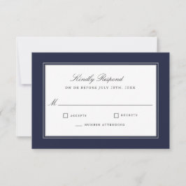 Classic Elegance Simple Navy Wedding RSVP