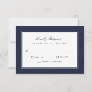 Classic Elegance Simple Navy Wedding RSVP