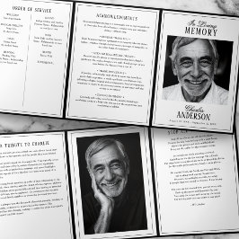 Classic Elegant 2-Photo Funeral/Memorial Dreifach-gefaltete Programmkarte