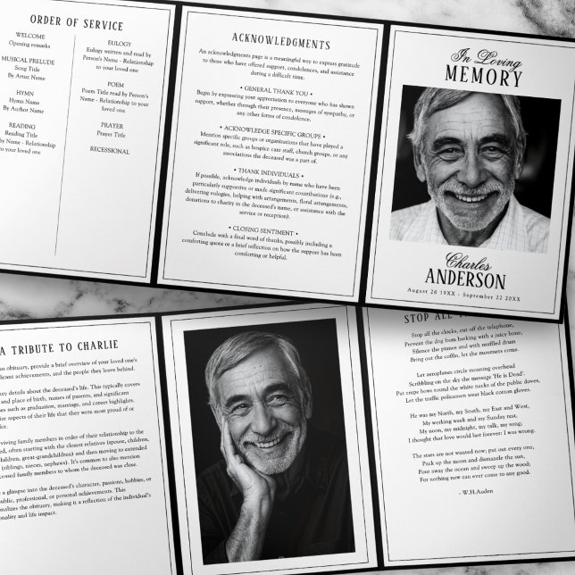 Classic Elegant 2-Photo Funeral/Memorial Dreifach-gefaltete Programmkarte (Von Creator hochgeladen)