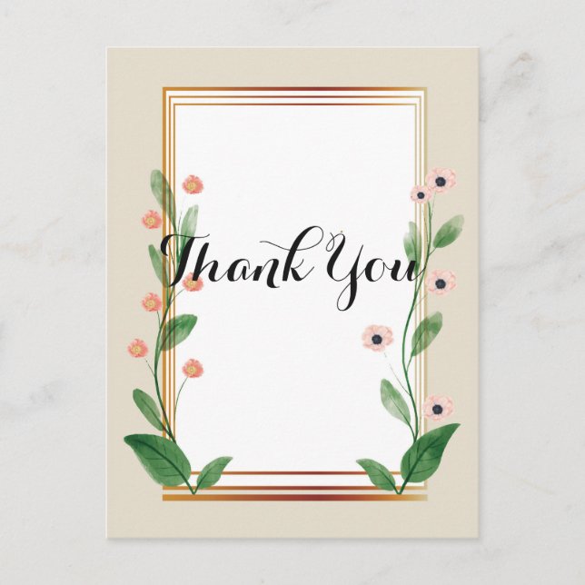 Classic & Elegant Anspruchsvoll Vielen Dank Postkarte (Vorderseite)