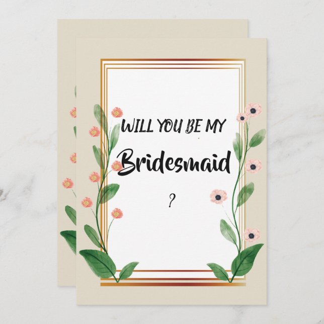 Classic & Elegant Anspruchsvolle Bridesmaid Einladung (Vorne/Hinten)