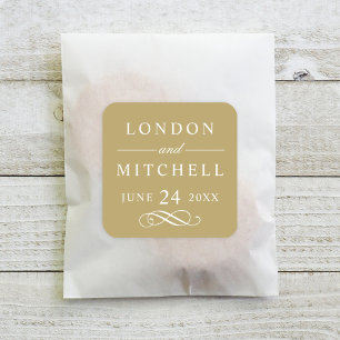 Classic Elegant Antique Gold Wedding Monogram Quadratischer Aufkleber