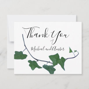 Classic Elegant Aquarell Green English Ivy Dankeskarte