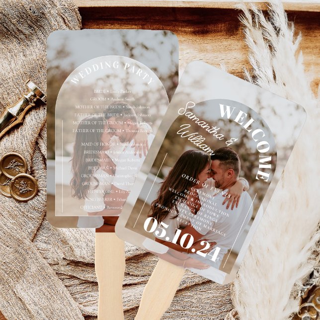 Classic Elegant Arch Foto Wedding Program Fächer (Von Creator hochgeladen)