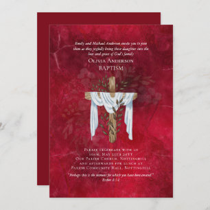 Classic Elegant BAPTISM Einladung Ruby Red