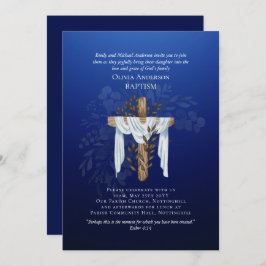 Classic Elegant BAPTISM Einladung Sapphire Blue
